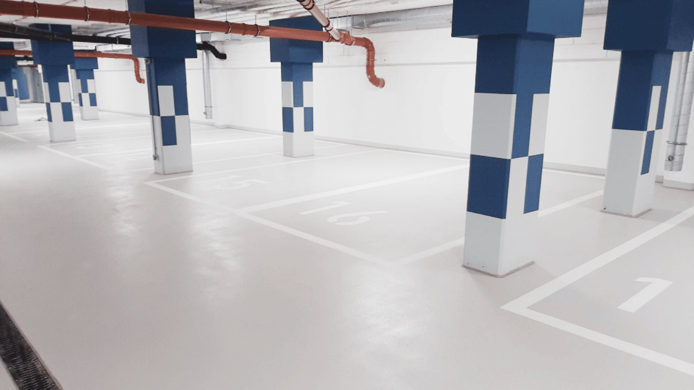 podłoga żywiczna SI-TECH na parkingu podziemnym