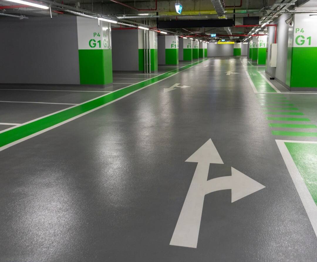 photo of epoxy floor in underground garage